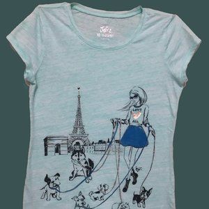 Girls Short Sleeve Shirt, Medium, Printed Light Green, Age 8-10